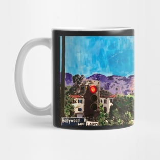 The Hollywood sign from Hollywood Boulevard Mug